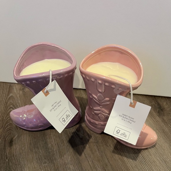 SOLD!!Super Cute Jessica Simpson Iridescent Cowboy Boot Candles-Set of 2- NWT - Picture 2 of 9